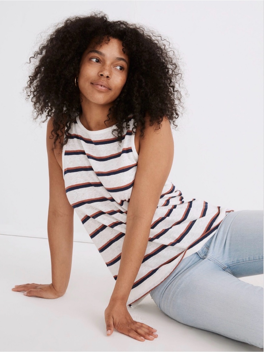 Madewell Linen Tank Top in Lighthouse Stripe